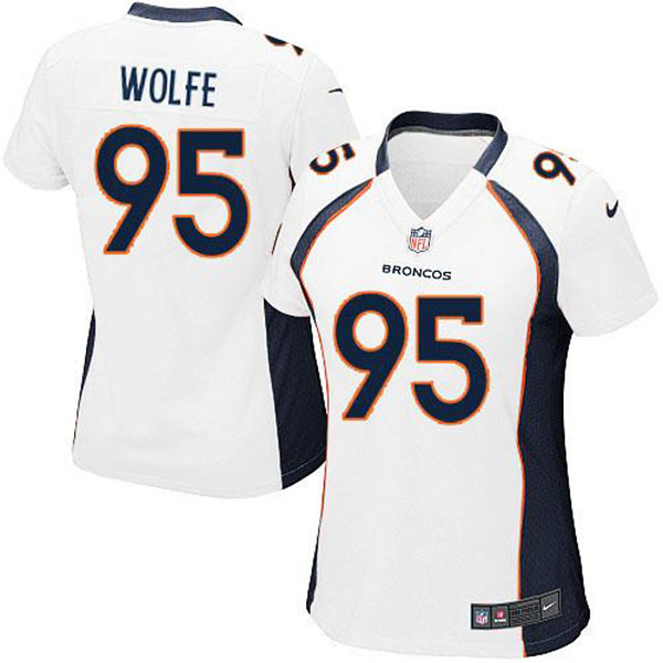 Women Denver Broncos Derek Wolfe Game White Jersey