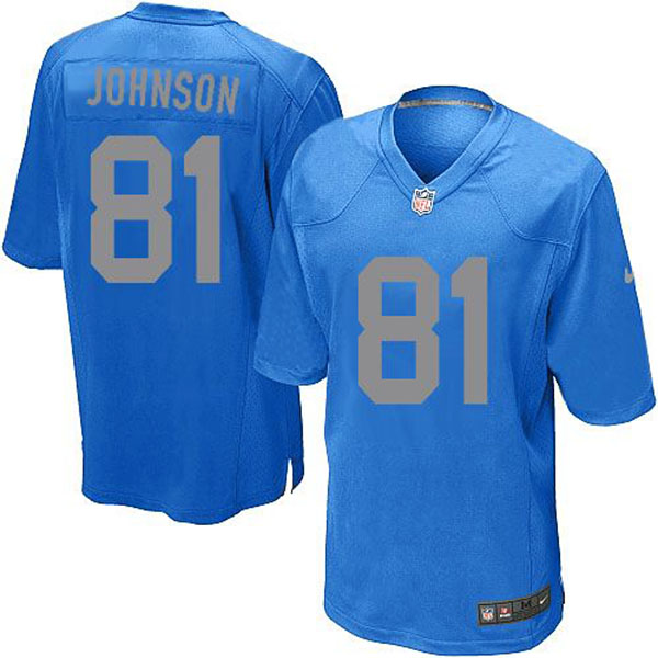 Detroit Lions #81 Calvin Johnson Game Blue Alternate Jersey