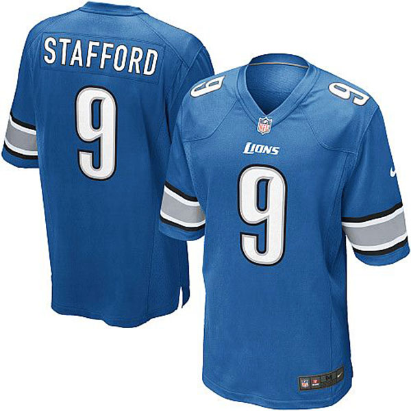 Detroit Lions #9 Matthew Stafford Game Light Blue Team Color Jersey