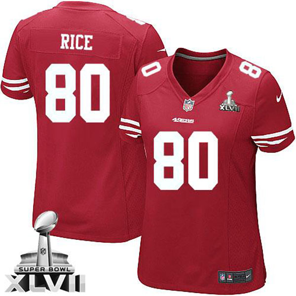 Women 49ers Jerry Rice Red Game Super Bowl Jersey