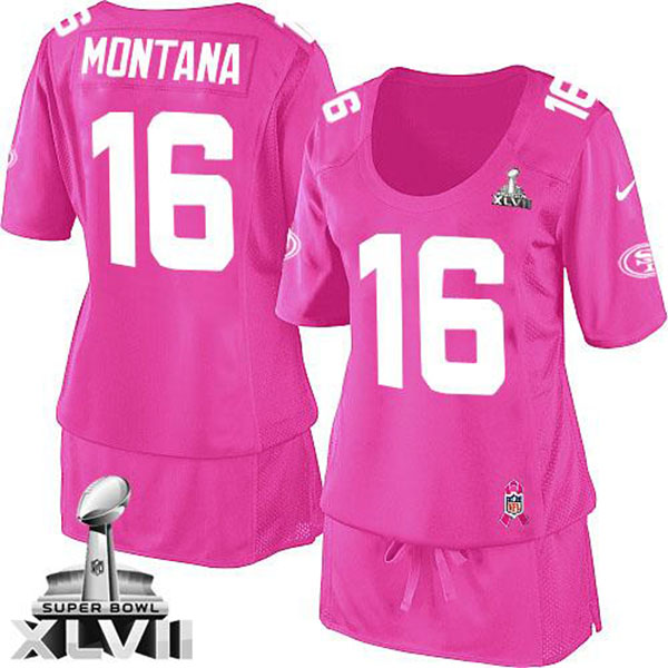 Women 49ers Joe Montana Pink Game Breast Cancer Awareness Super Bowl Jersey Women 49ers Joe Montana Pink Game Breast Cancer Awareness Super Bowl Jersey