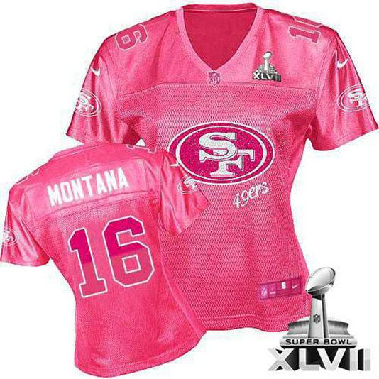 Women 49ers Joe Montana Pink Game Fem Fan Super Bowl Jersey Women 49ers Joe Montana Pink Game Fem Fan Super Bowl Jersey