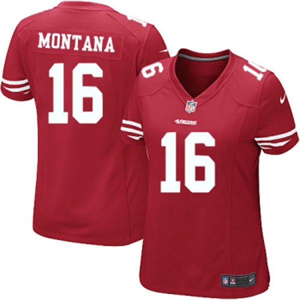 Women 49ers Joe Montana Red Game Jersey Women 49ers Joe Montana Red Game Jersey