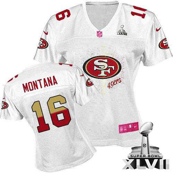 Women 49ers Joe Montana White Game Fem Fan Super Bowl Jersey Women 49ers Joe Montana White Game Fem Fan Super Bowl Jersey
