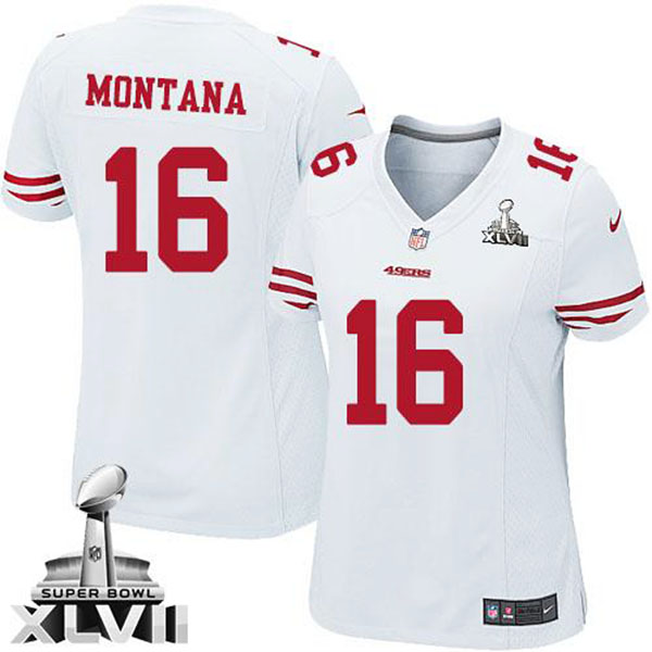 Women 49ers Joe Montana White Game Super Bowl Jersey Women 49ers Joe Montana White Game Super Bowl Jersey