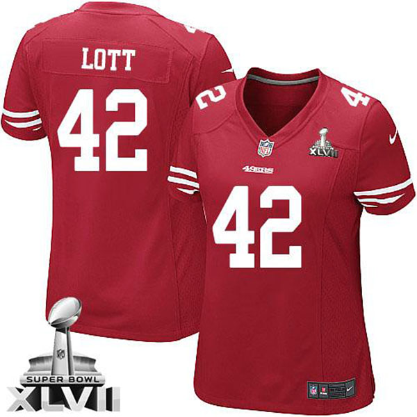 Women 49ers Ronnie Lott Red Game Super Bowl Jersey Women 49ers Ronnie Lott Red Game Super Bowl Jersey