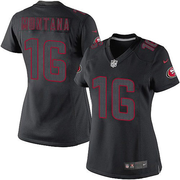 Women 49ers Joe Montana Black Game Impact Jersey Women 49ers Joe Montana Black Game Impact Jersey
