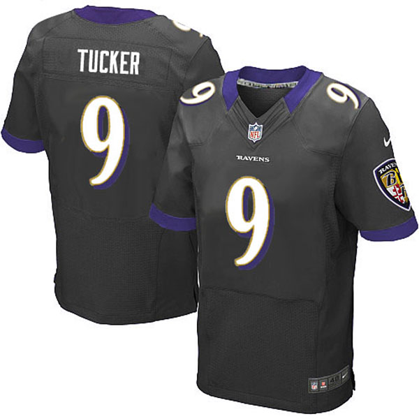 Ravens #9 Justin Tucker Elite Black Jersey