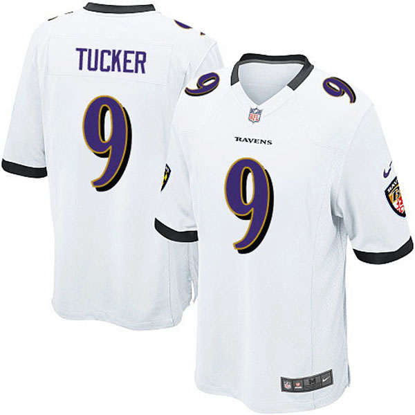Ravens #9 Justin Tucker Game White Jersey