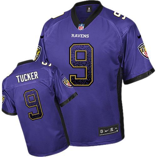 Ravens #9 Justin Tucker Drift Fashion Purple Jersey