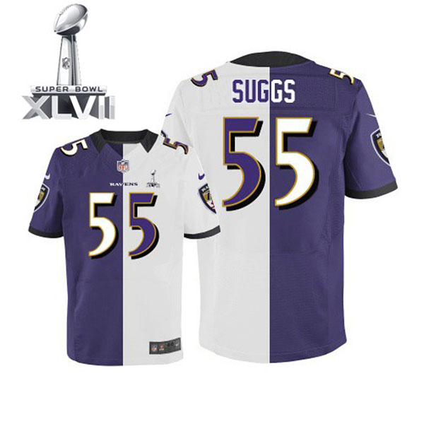 Ravens #9 Terrell Suggs Game Team Road Two Tone II Jersey
