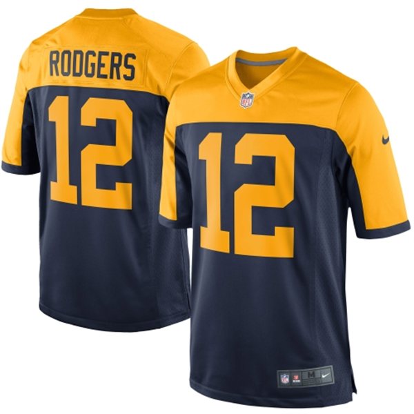 Green Bay Packers #12 Aaron Rodgers Navy Blue Game Alternate Jersey