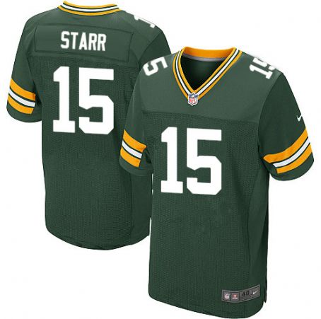 Green Bay Packers #15 Bart Starr Green Elite Jersey
