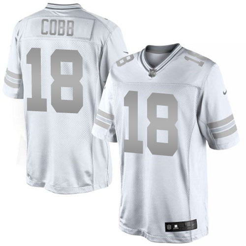 Green Bay Packers #18 Randall Cobb White Platinum Limited Jersey