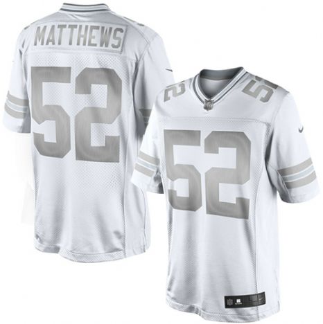 Green Bay Packers #52 Clay Matthews White Platinum Limited Jersey