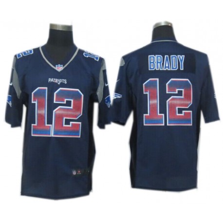 New England Patriots #12 Tom Brady Navy Blue Fashion Strobe Jersey New England Patriots #12 Tom Brady Navy Blue Fashion Strobe Jersey