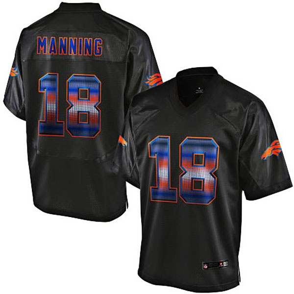 Denver Broncos #18 Peyton Manning Pro Line Black Strobe Jersey