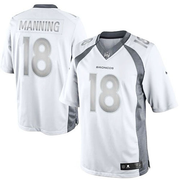 Denver Broncos #18 Peyton Manning White Platinum Limited Jersey