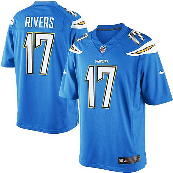 San Diego Chargers #17 Philip Rivers Light Blue Alternate Limited Jersey