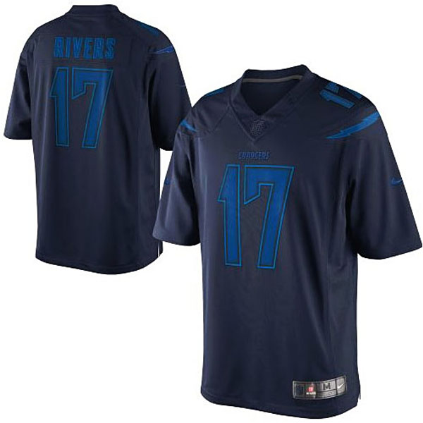 San Diego Chargers #17 Philip Rivers Navy Blue Drenched Limited Jersey