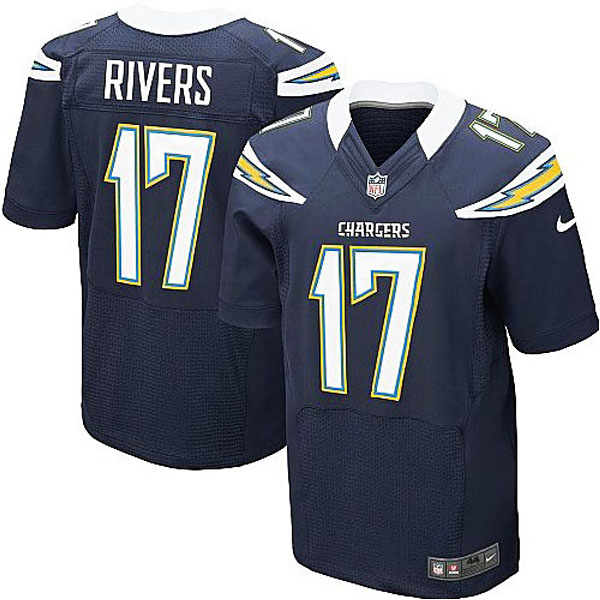 San Diego Chargers #17 Philip Rivers Navy Blue Home Elite Jersey