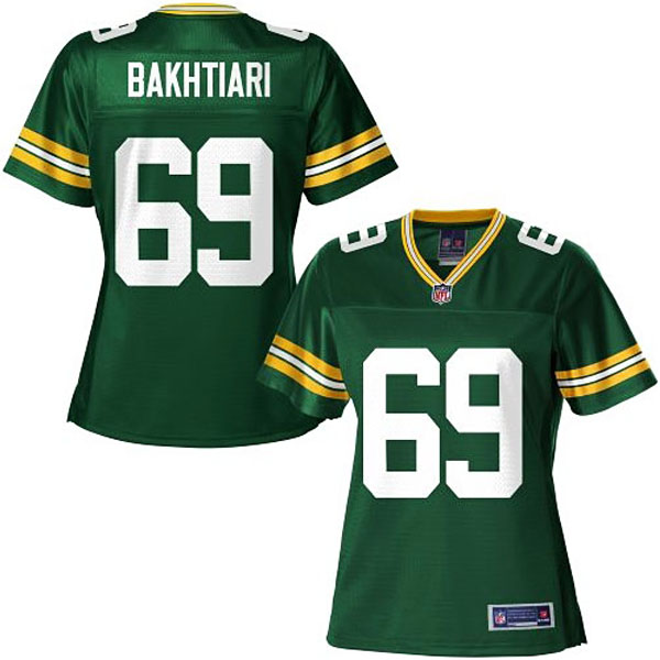 Women Pro Line Green Bay Packers #69 David Bakhtiari Team Color Jersey
