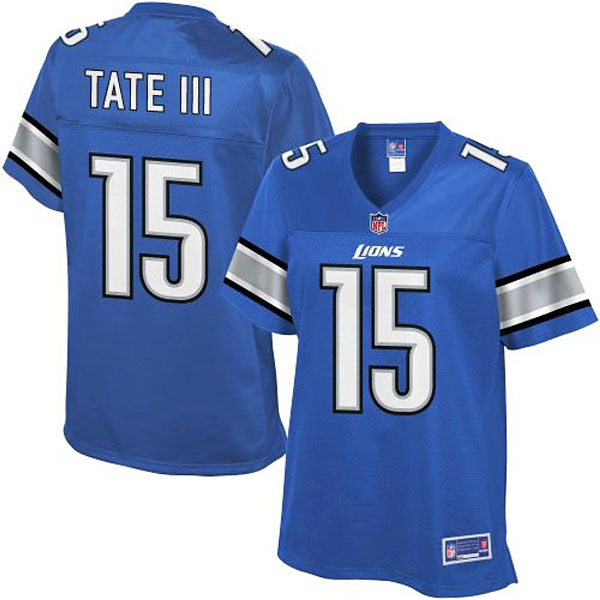 Women Pro Line Detroit Lions #15 Golden Tate III Team Color Jersey