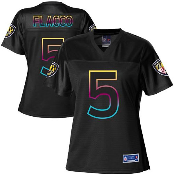 Women Pro Line Baltimore Ravens #5 Joe Flacco Black Fashion Jersey
