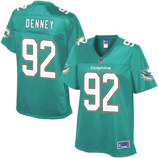 Women Pro Line Miami Dolphins #92 John Denney Team Color Jersey - Aqua Women Pro Line Miami Dolphins #92 John Denney Team Color Jersey - Aqua