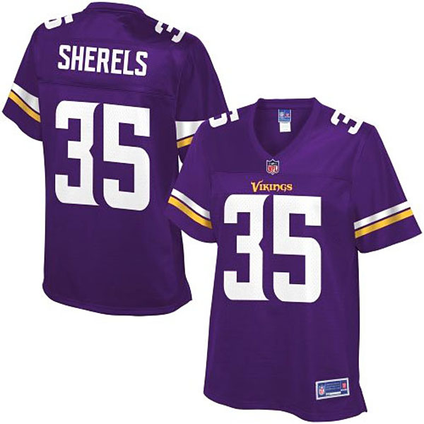 Women Pro Line Minnesota Vikings #35 Marcus Sherels Team Color Jersey - Purple