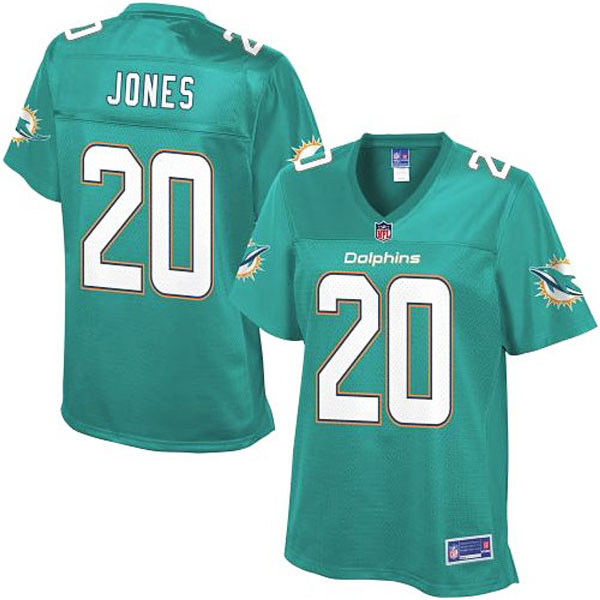 Women Pro Line Miami Dolphins #20 Reshad Jones Team Color Jersey - Aqua