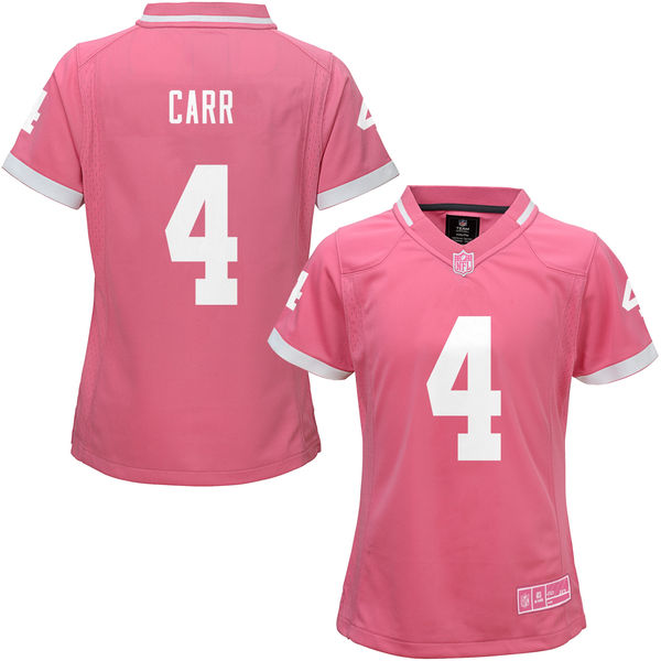 Women Oakland Raiders #4 Derek Carr Pink Bubble Gum Jersey