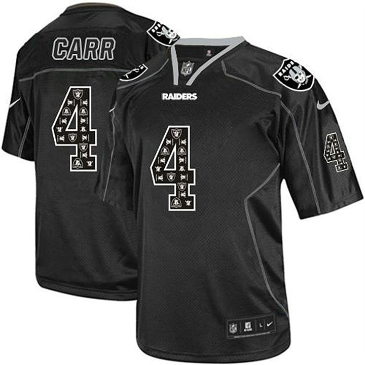 Oakland Raiders Logo #4 Derek Carr Lights Out Elite Black Jersey
