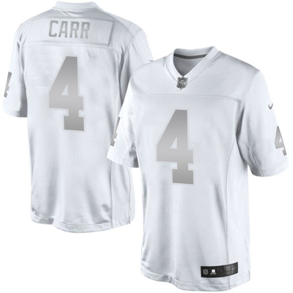 Oakland Raiders #4 Derek Carr White Platinum Limited Jersey