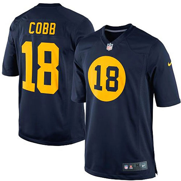 Green Bay Packers #18 Randall Cobb Navy Blue Throwback Limited Jersey