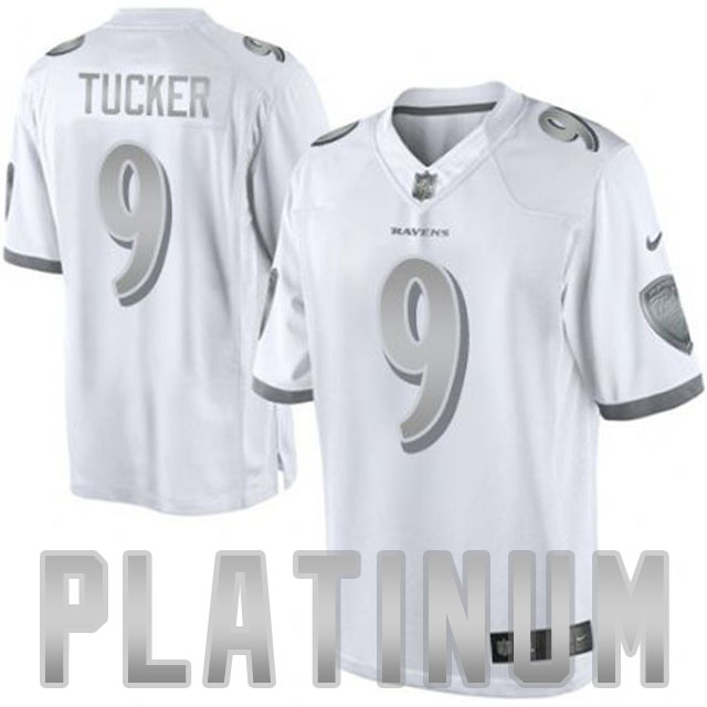 Baltimore Ravens #9 Justin Tucker White Platinum Limited Jersey