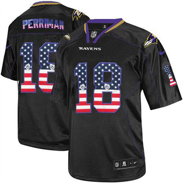 Baltimore Ravens #18 Breshad Perriman Black USA Flag Fashion Jersey