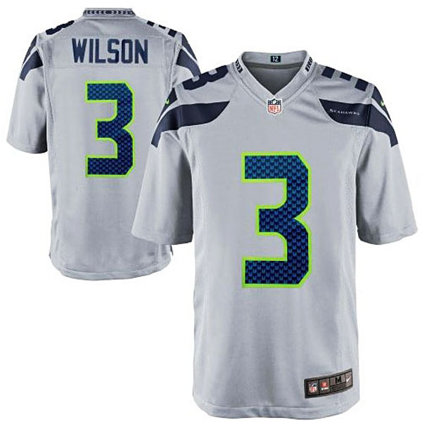 Seattle Seahawks #3 Russell Wilson Gray Alternate Game Jersey Seattle Seahawks #3 Russell Wilson Gray Alternate Game Jersey