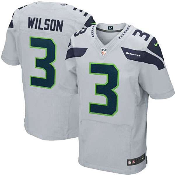 Seattle Seahawks #3 Russell Wilson Gray Elite Jersey Seattle Seahawks #3 Russell Wilson Gray Elite Jersey