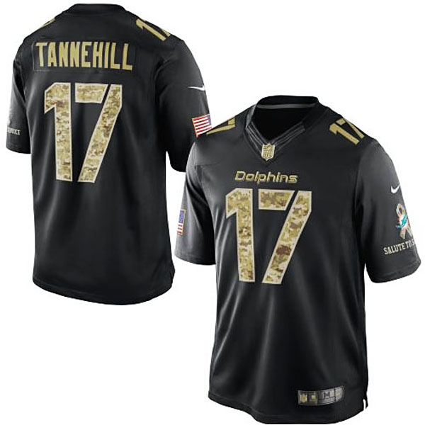 Miami Dolphins #17 Ryan Tannehill Black Salute To Service Jersey