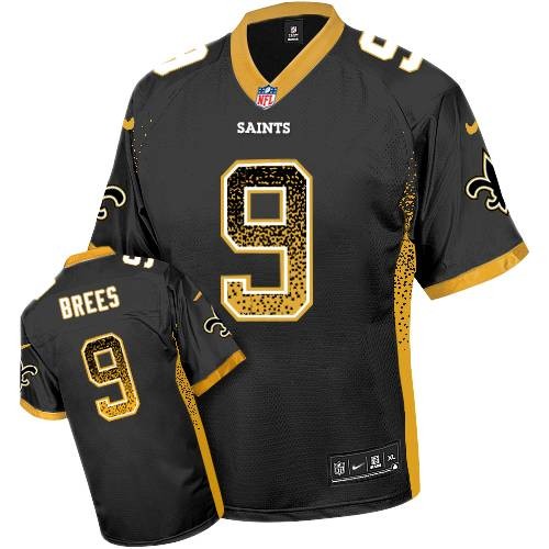 Saints #9 Drew Brees Drift Fashion Black EmbroideredJersey Saints #9 Drew Brees Drift Fashion Black EmbroideredJersey