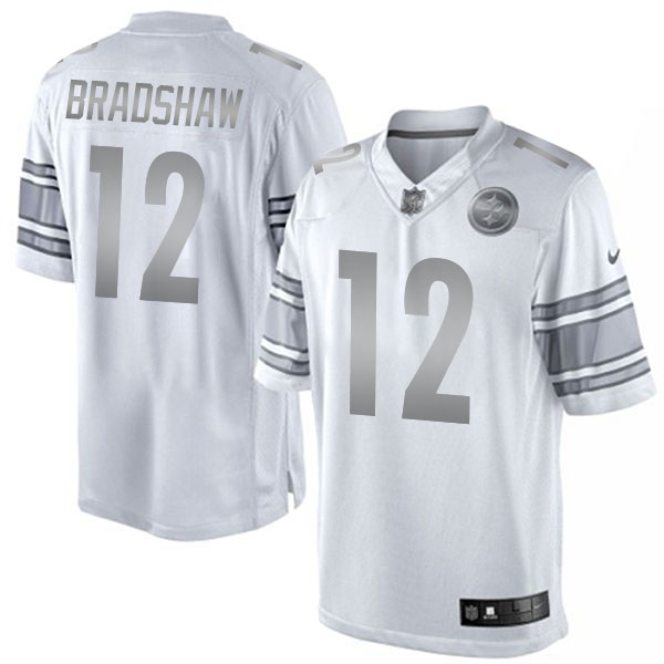 Pittsburgh Steelers #12 Terry Bradshaw White Platinum Limited Jersey