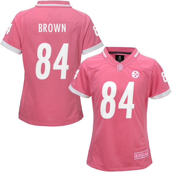 Women Pittsburgh Steelers #84 Antonio Brown Pink Bubble Gum Jersey