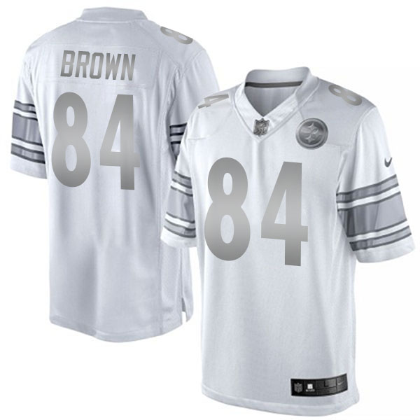 Pittsburgh Steelers #84 Antonio Brown White Platinum Limited Jersey