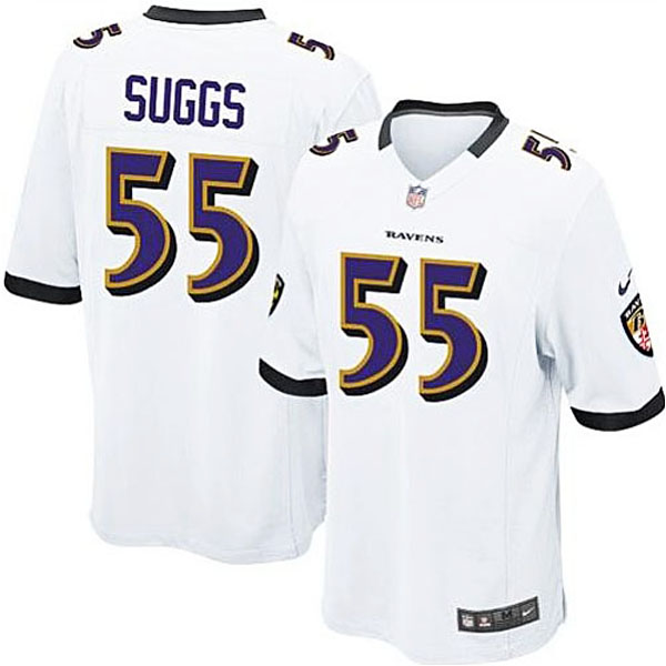 Baltimore Ravens #55 Terrell Suggs White Game Jersey