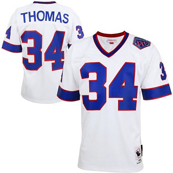 Buffalo Bills #34 Thurman Thomas Mitchell & Ness White Super Bowl XXV Authentic Throwback Jersey