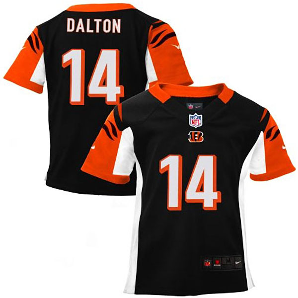 Toddler Cincinnati Bengals #14 Andy Dalton Black Game Jersey With Super Bowl LVI Patch