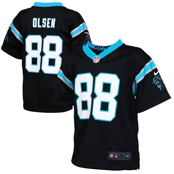 Toddler Carolina Panthers #88 Greg Olsen Black Game Jersey