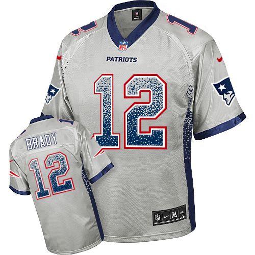 New England Patriots #12 Tom Brady Grey Drift Fashion Jersey