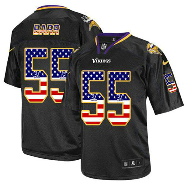 Minnesota Vikings #55 Anthony Barr Black USA Flag Fashion Jersey